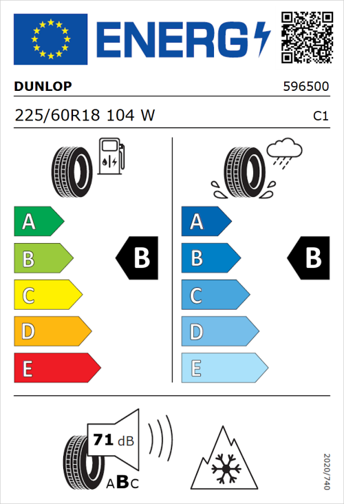 Tyre Label for Dunlop All Season 2 225/60R18 104W