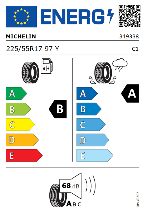 Tyre Label for Michelin Primacy 3 225/55R17 97Y